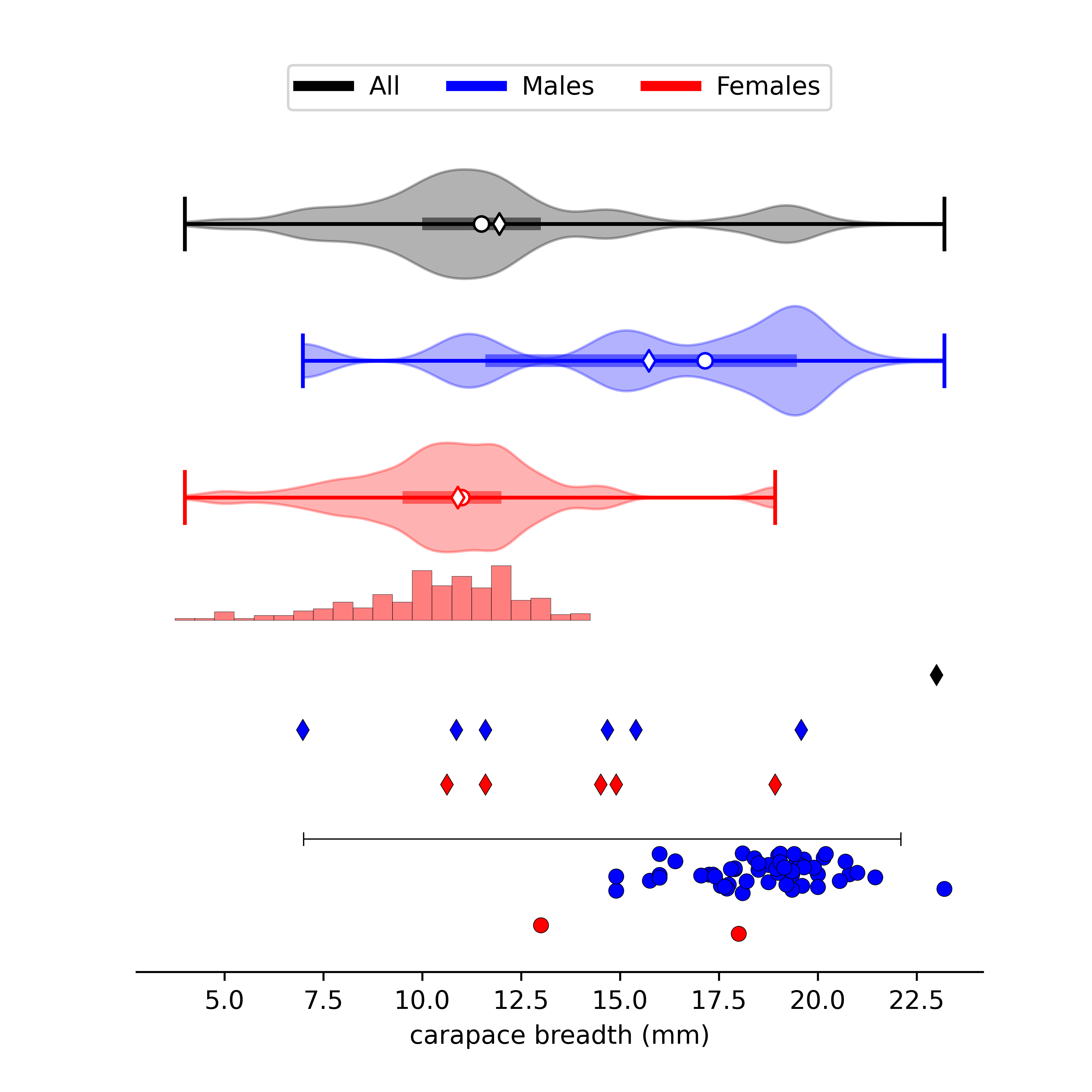 size data for Minuca pugnax